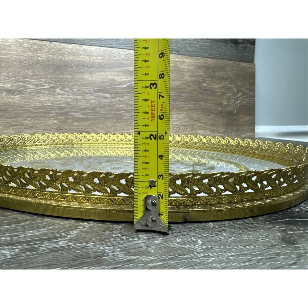 Vintage Vanity Tray Gold Filigree Ornate Hollywood Regency 16x11”